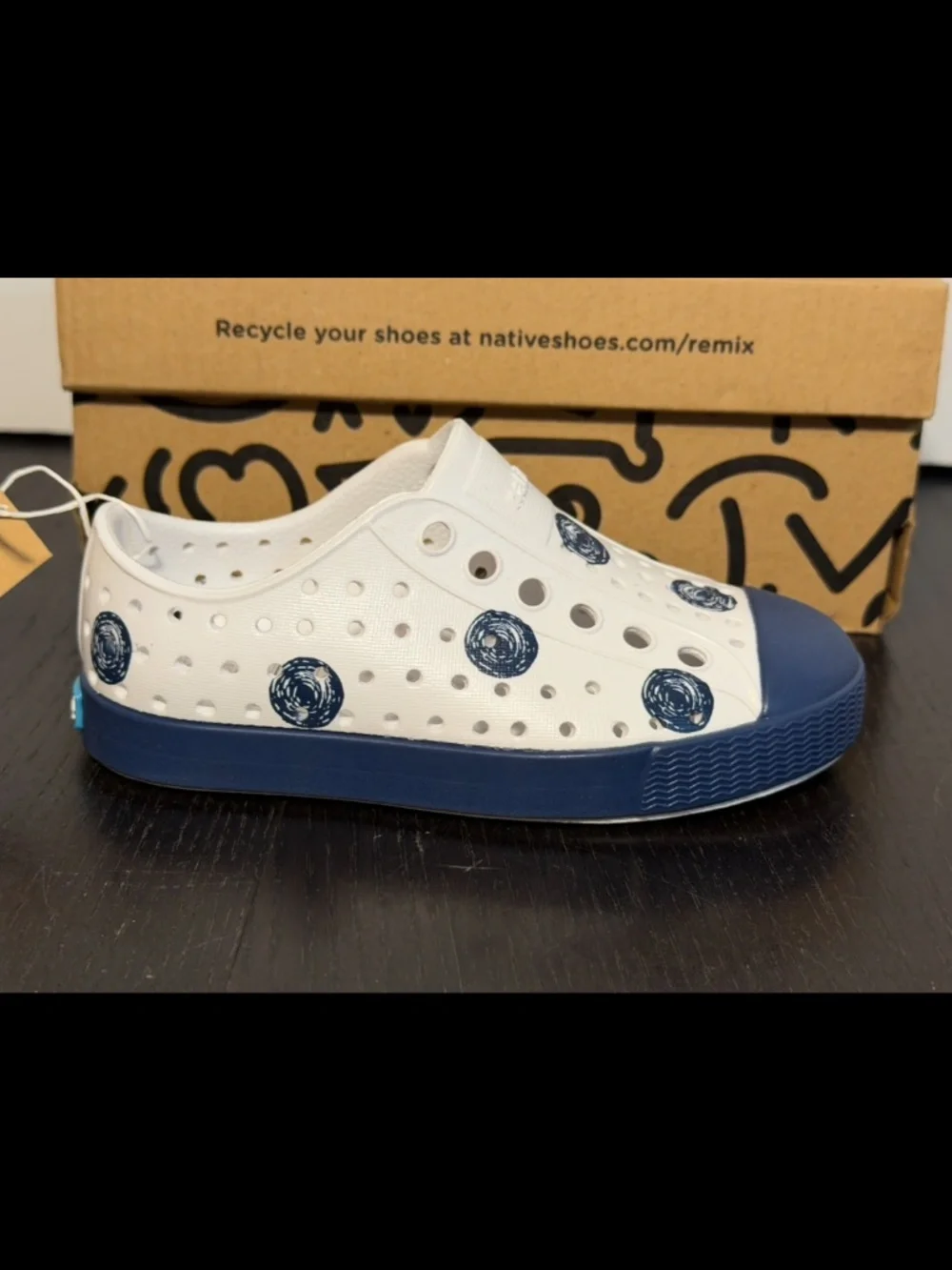 Native Jefferson Print Shoes Frontier Blue Scribble Dots Little Kids/Toddler C7
